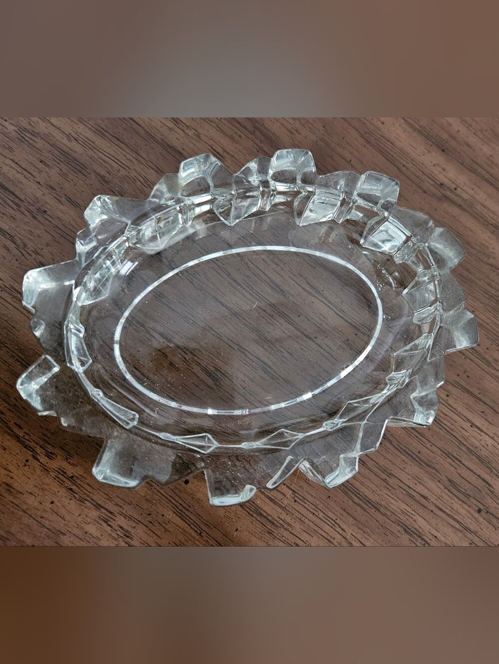 Vintage 1981 Avon Crystal Glass Oval Soap Dish 5" x 4"